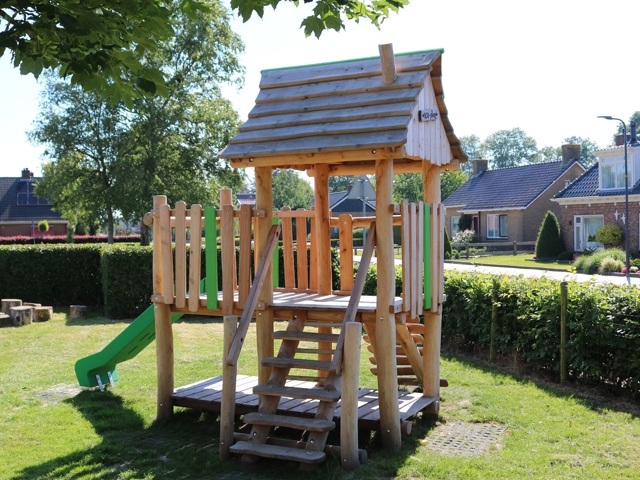 Speelhuisje met glijbaan robinia - Broeksterwâld (3)