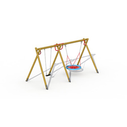 Dubbele schommel met schommelkorf en rubberzitting